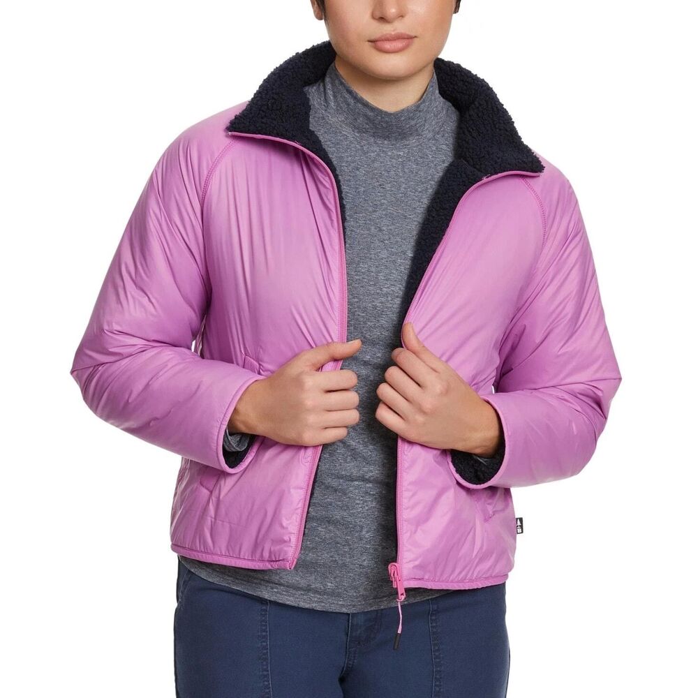 Bass Outdoor Womens Reversible Jacket L NWT Pink Navy Sherpa Fleece Full Zip
